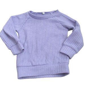 Pullover Waffle T Shirt Girls Size 12M Purple Lavender Long Sleeve Crew‎ Neck